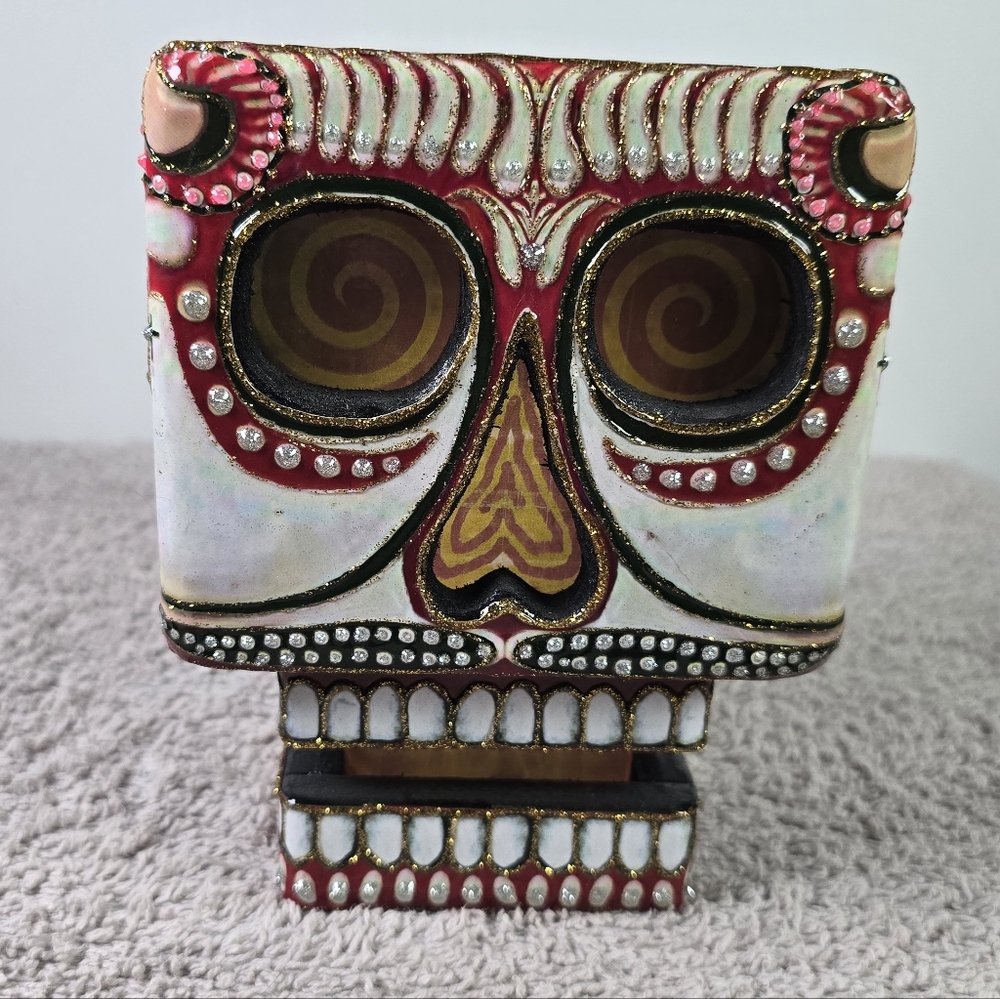 Colorful Skull Art Decor Candel Holder
